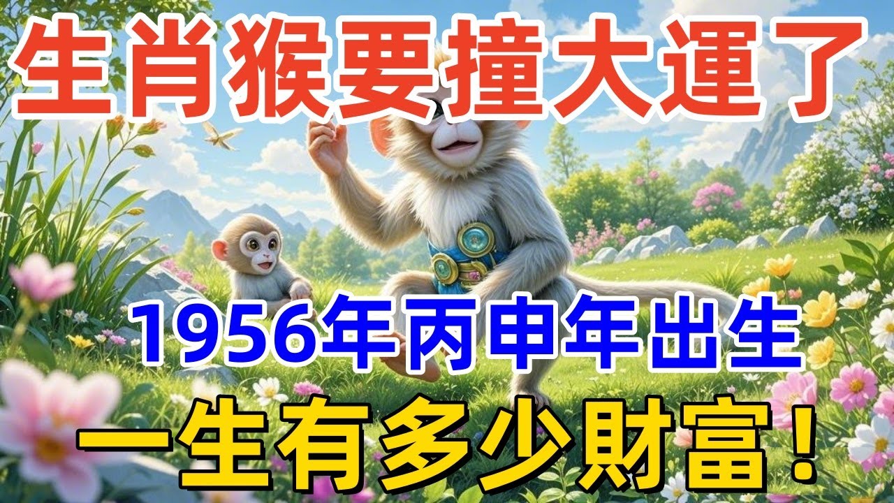 生肖猴要撞大運了，1956年丙申年出生，一生有多少財富！