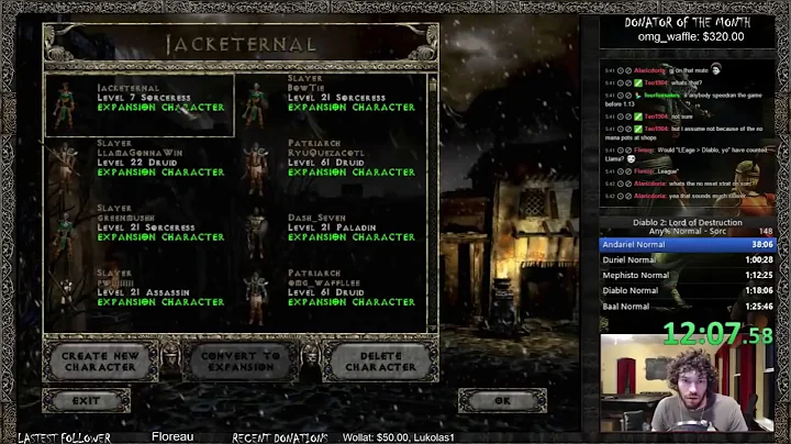 Diablo 2 Sorceress Any% Speedrun - 1:30:50 - AGDQ Practice Run!
