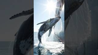 Whale Breaches Right Next to a Cargo Ship 🐋😳