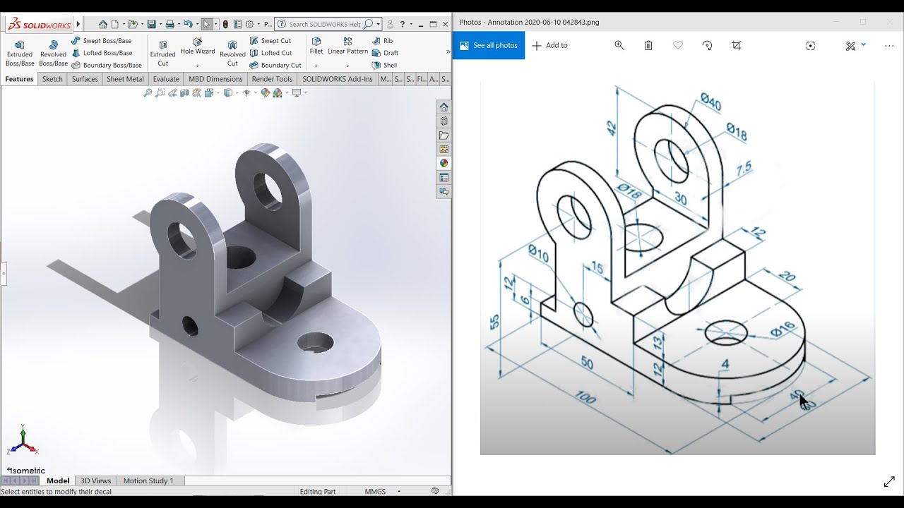 SolidWorks Tutorial for beginners Example 1 - YouTube