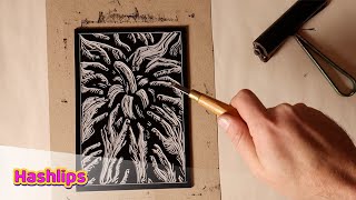 Lino cut process: The Fading Temptation by DEB