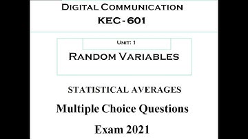 Statistical Averages | MCQs of Digital Communication | KEC 601 | Random Variable | Exam 2021