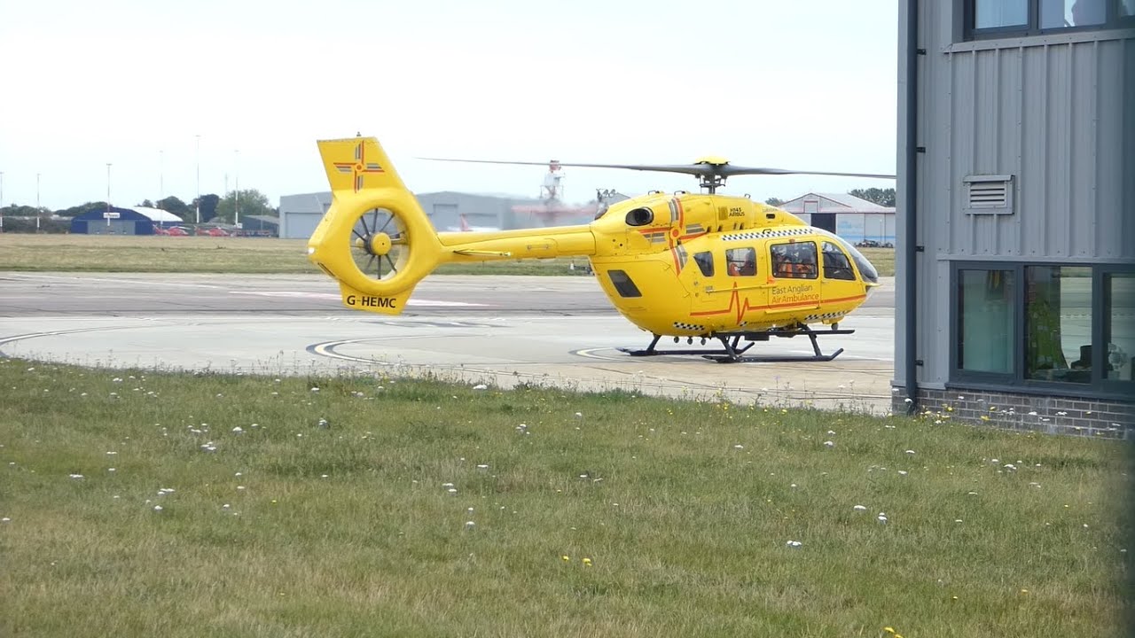Helimed 85 tasked on a emergency call from Norwich Airport. Take off and landing 14th September 2025