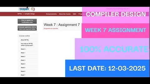 NPTEL Compiler Design Week 7 Assignment Solution  |  Compiler Design Week7 Solution |compiler Design