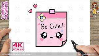 how draw cute sticky note easy kawaii note drawing kids