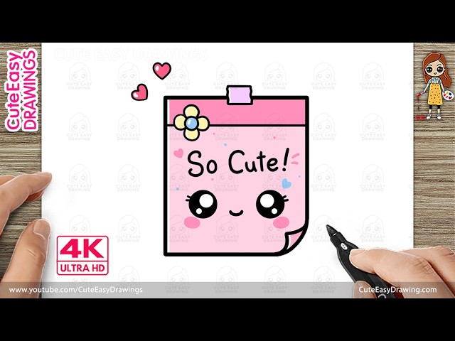How to Draw a Cute Sticky Note | Easy Kawaii Note Drawing for Kids and ...