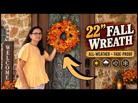 Wironlst 22 Inch Fall Wreath for Indoor/Outdoor Decor Overview #ad #amazoninfluencer