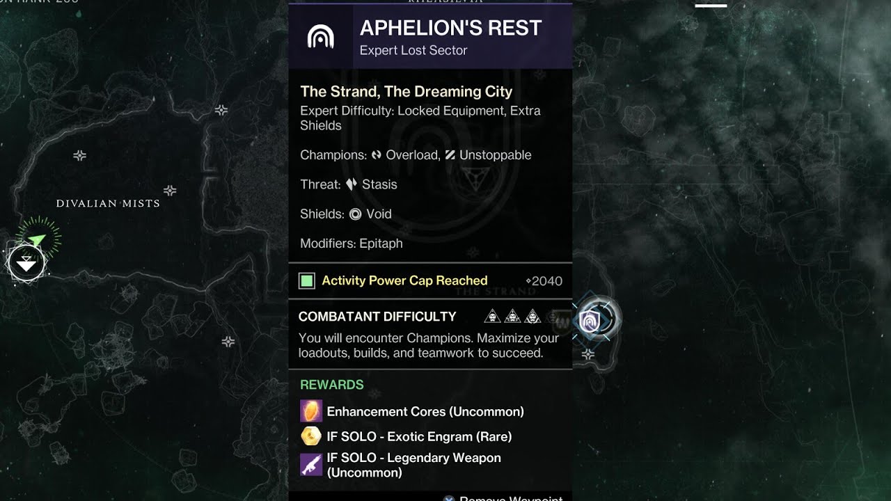 Aphelion's rest, solo flawless master lost sector (Full playthrough)