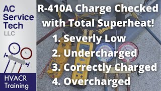 R-410A AC Unit Checked with Superheat: 4 Scenarios, Low Charge through Overcharged!