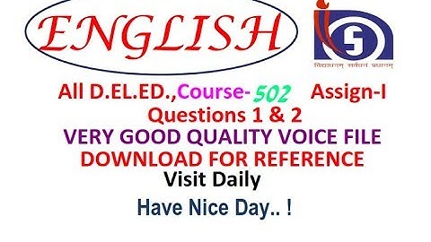 Nios Course 502 Assignment 1 Questions 1 & 2 English Answer