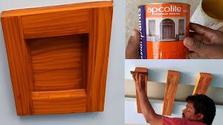fake wood grains effect in pop ceiling with bandage clothe/how to paint wood grains in pop ceiling