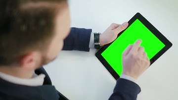 Man Using Green Screen Tablet Stock Video
