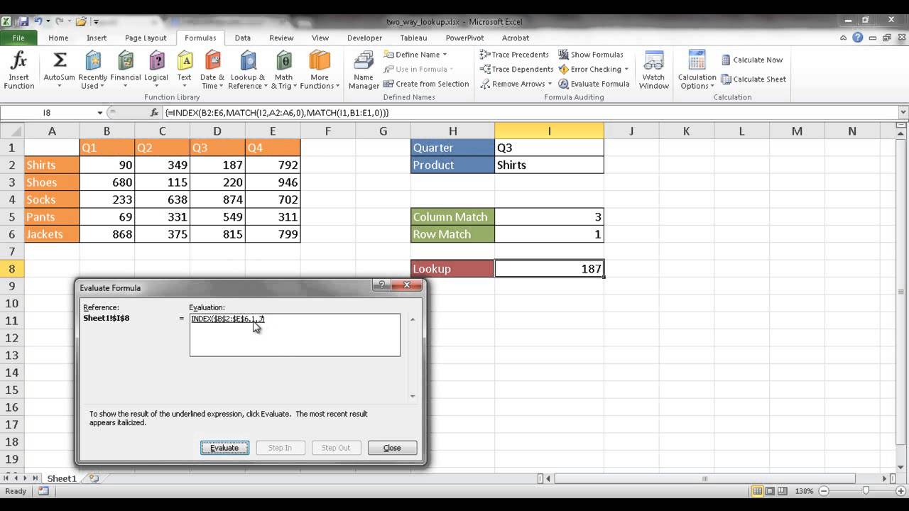 Perform a Two Way Lookup in Excel - YouTube