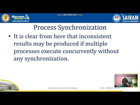 LECTURE VIDEO 18CS43 MODULE2 PROCESS SYNCHRONIZATION REMYA