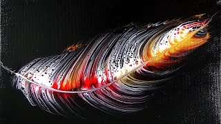 (546) Feather STRING PULL ~ Acrylic pouring technique ~ Fluid art ~ #StayCreative