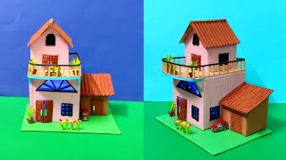 Making a house with waste material | Cardboard craft ideas