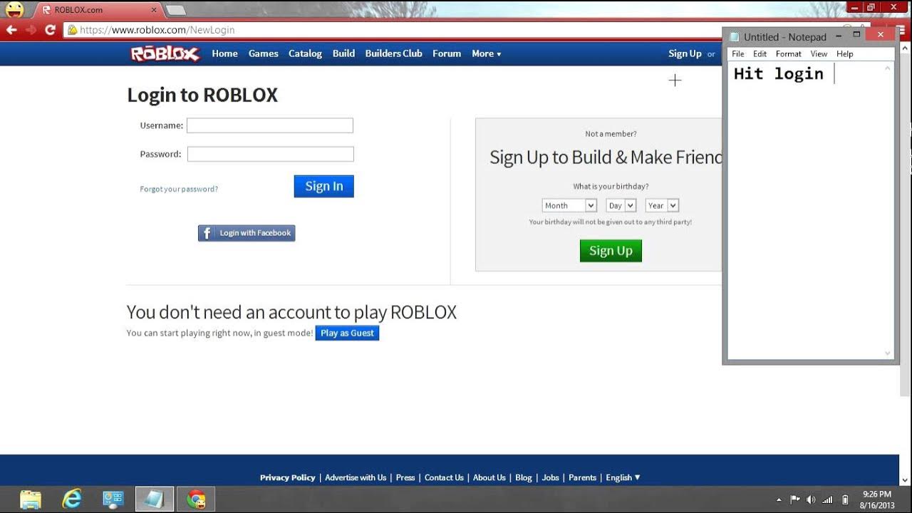 How do you Login to roblox with your facebook 