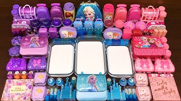 PINK BLUE vs PURPLE FROZEN ! Mixing Random Things into GLOSSY Slime ! Satisfying Slime Video #204