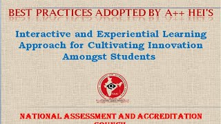 Interactive and Experiential Learning Approach for Cultivating Innovation Amongst Students