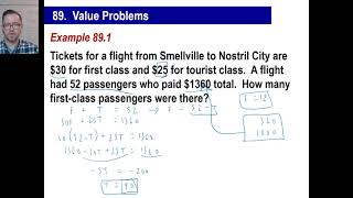 Saxon Math - Algebra 1: 3rd Edition (Lesson 89 - Value Word Problems)