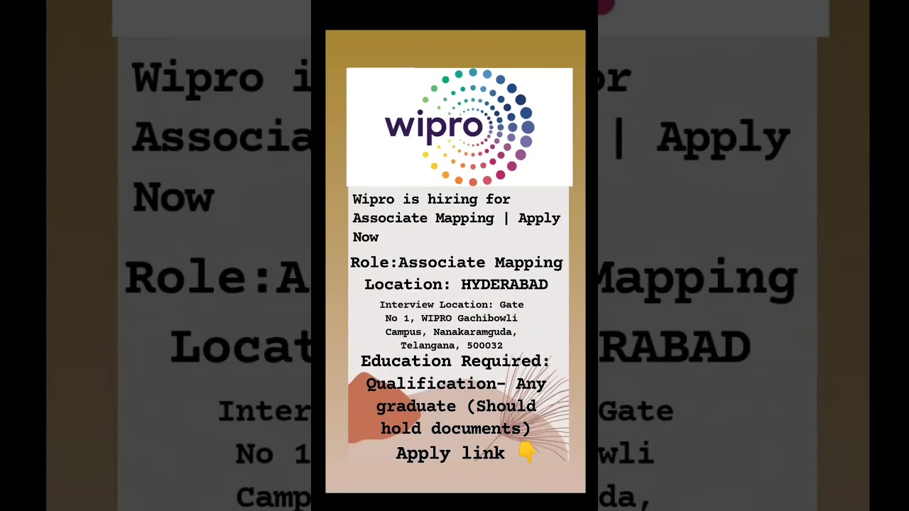Wipro is hiring for Associate Mapping | Apply Now 