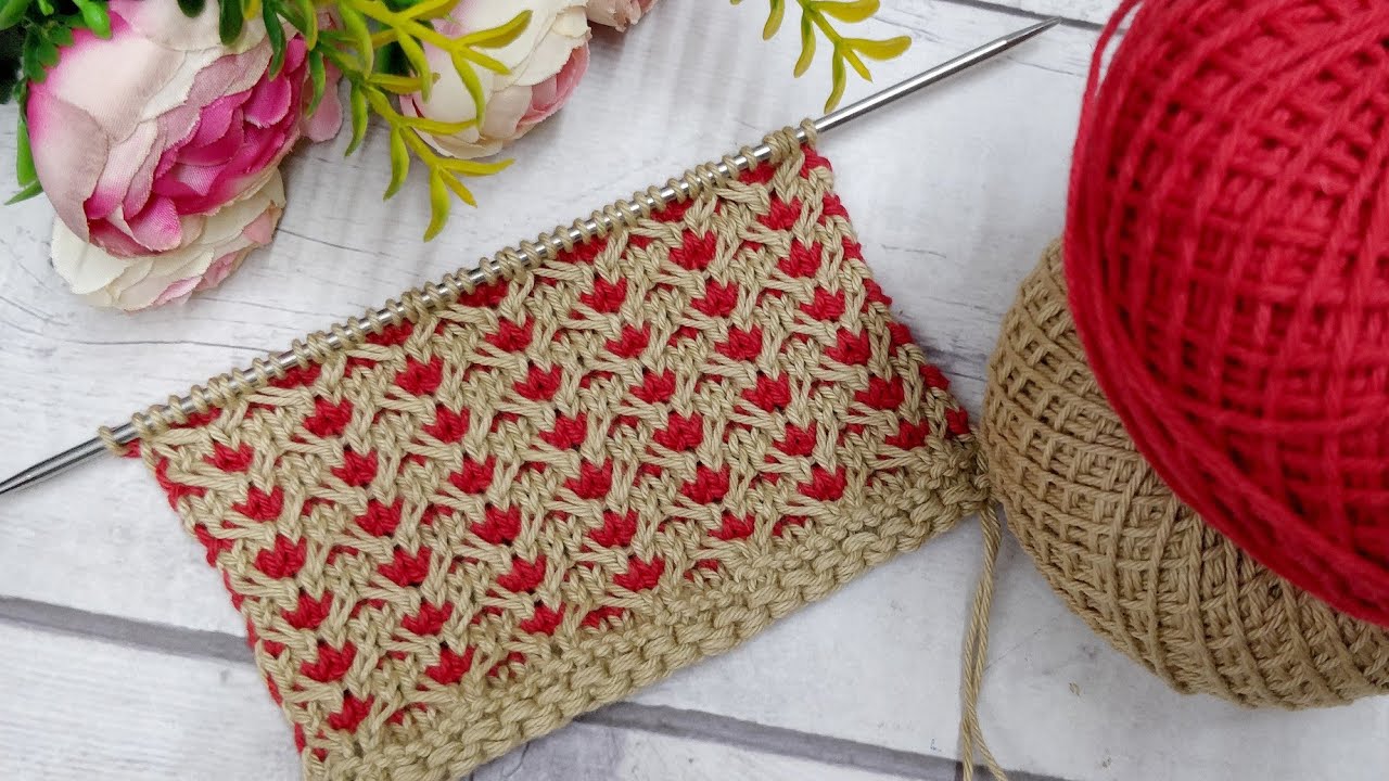 दो रंगो की आसान खूबसूरत बुनाई, Easy 2 Colours Knitting Pattern