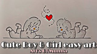 Draw A Boy & Girl Easily | Cartoon Drawing | Girl & Boy Art | Art's Of Munna | Easy Art For Kids