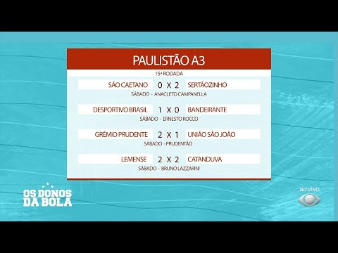 Resultados 23/03 Rodada 15 Paulistão A3 - 25/03/2024 - Os Donos da Bola