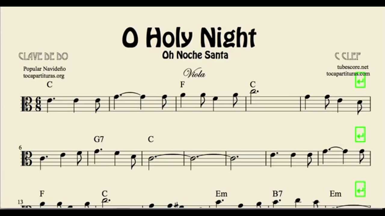 O Holy Night Sheet Music for Viola Noche Santa Christmas Carol - YouTube