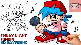 How To Draw HD Boyfriend - Friday Night Funkin Mod | FNF |  Easy Step By Step Drawing Tutorial screenshot 5