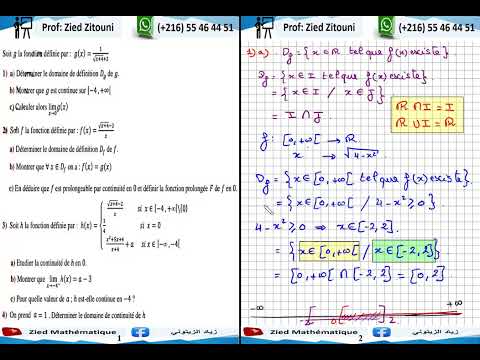 01- Limites Et Continuités. Correction Exercice (Rappel Cours). Bac Math/ Science/ Technique/ Info