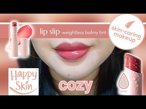 Lip Slip by Happy Skin in Cozy| Lip Swatch| Tinted Lip Balm| Lip Caring Balm