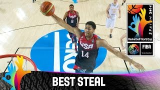 Anthony Davis with the steal and huge one-handed dunk - 2014 FIBA Basketball World Cup