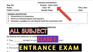 Dav class 7 entrance exam question paper of all subject | Dav public school | 2023 |