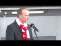 Arsenal legend Dennis Bergkamp sheds a tear at statue unveiling