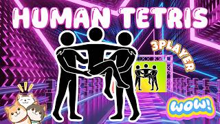 Can Your Trio Survive HUMAN TETRIS 3 Player Challenge | Full Body Interactive Warm-Up