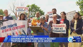 Neighbors, lawmakers rally against proposed Cayuga Lake data center