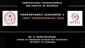 Thermodynamic assessment 2: Input thermochemical data