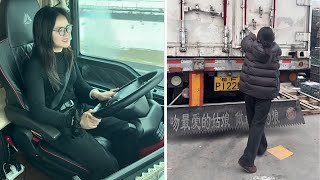Female Truck Driver Maojie Successful Cargo Delivery Day