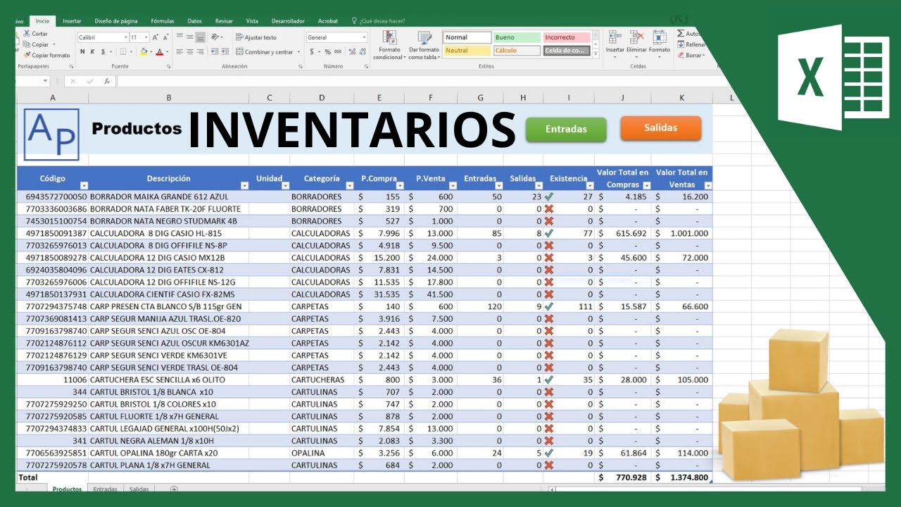 Cómo crear control de INVENTARIOS en Excel - Entradas, Salidas, Existencias y alerta!