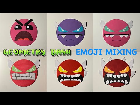 Emoji Mixing Compilation - Geometry Dash Difficulty Face Icons Part 2 😩👿