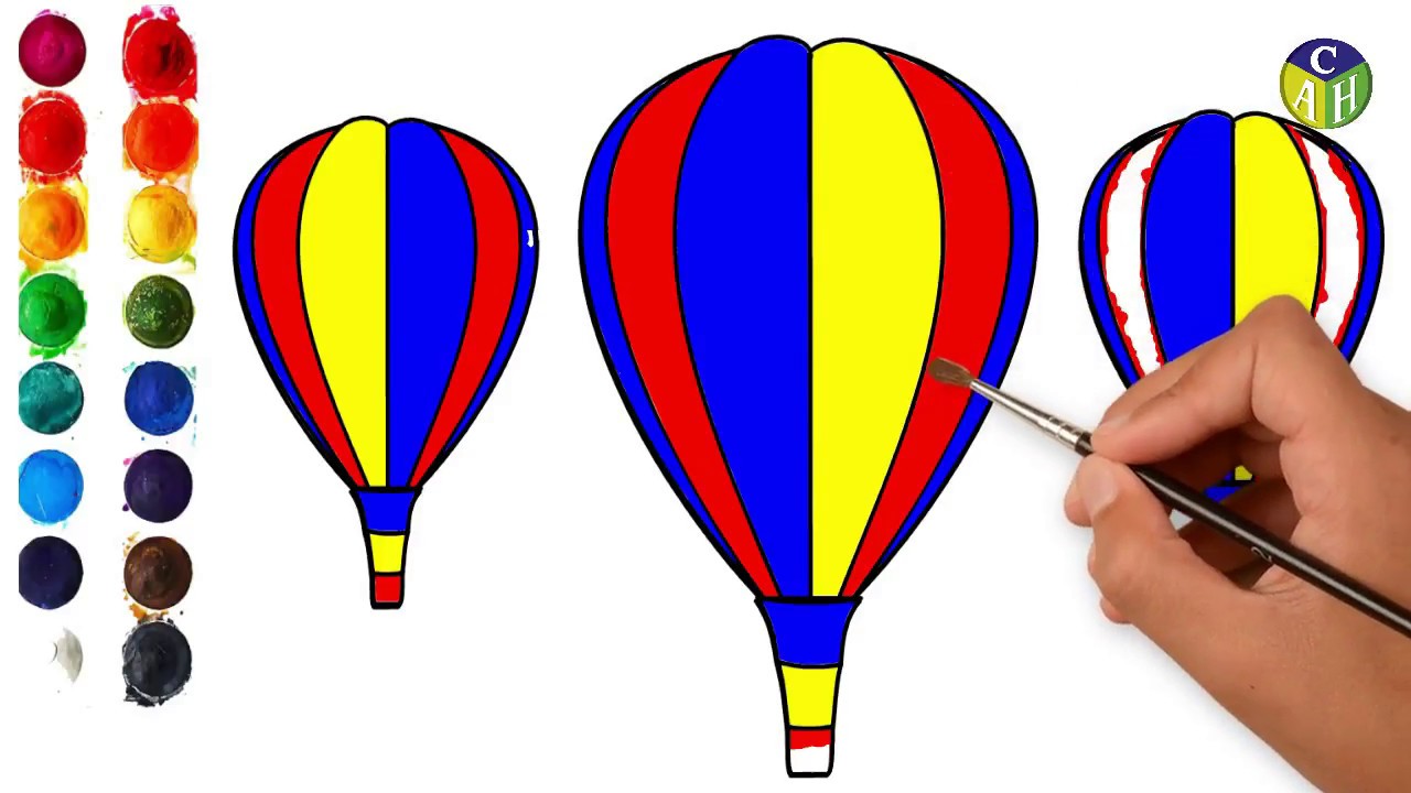 How to draw air balloon for kids | air balloons | Howto make air balloons | color art