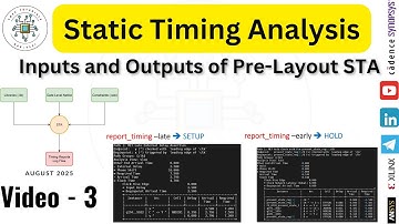 inputs and outputs of pre layout sta || Static Timing Analysis