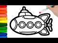 How to draw submarines and fun coloring for kids