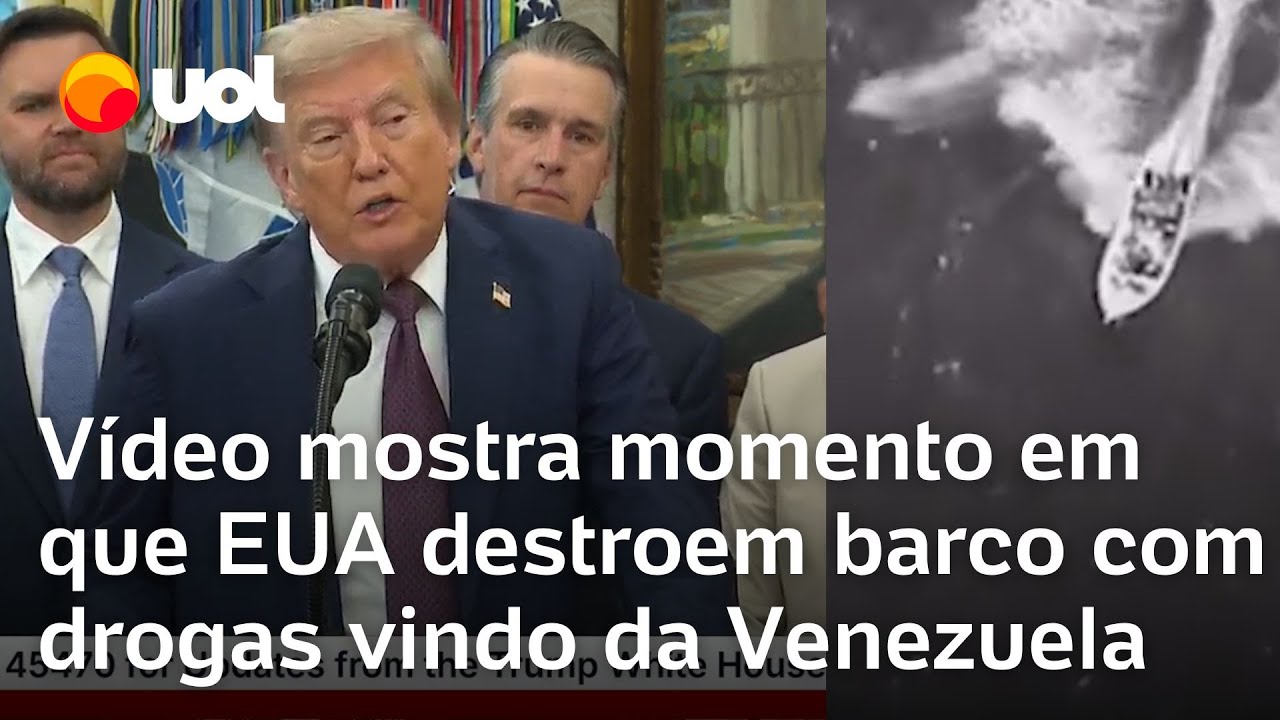 Trump afirma ataque a barco da Venezuela: veja momento em que os EUA destroem embarcação com drogas