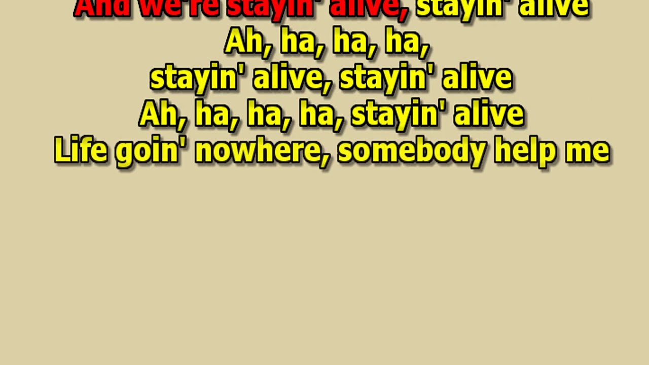 Stayin Alive The Bee Gees best karaoke instrumental lyrics - YouTube