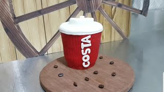 How to Make a Costa Coffee Paper Cup 3D - Novelty Cake Fondant