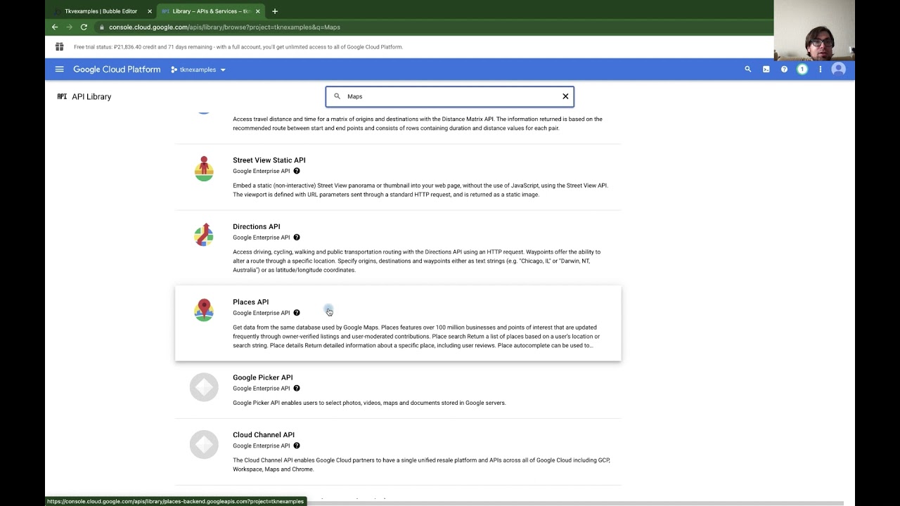 Bubble: Гайд: Google Maps: Активируем API Google Maps в Google Cloud Console