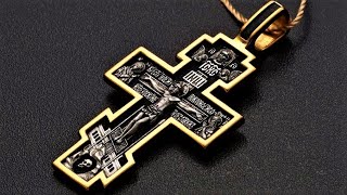 Крест серебряный, серебряный крест нательный с написанной &quot;Молитвой Кресту&quot;