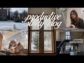 study vlog ⟡ productive university days, study with me, waking up at 5am, &amp; snow all around ❄️📝